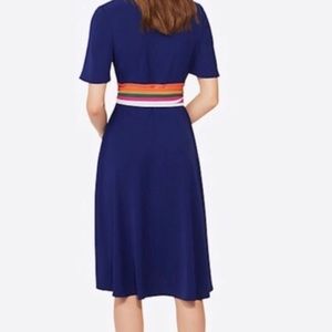 Tory Burch Peggy Wrap Dress in Navy Sea Soul Stripe, Size 8, Brand New w tags